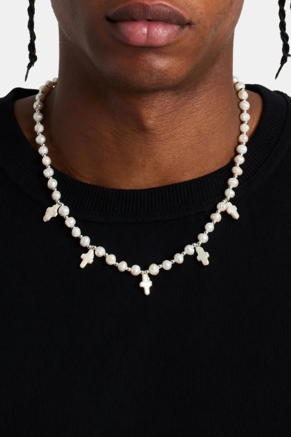 Freshwater Pearl Cross Necklace