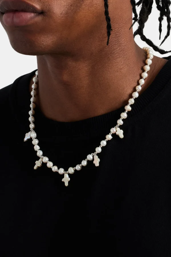 Freshwater Pearl Cross Necklace