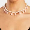 Freshwater Pearl Pink Cowrie Shell Necklace - Gold