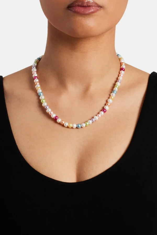 Freshwater Pearl Pop Colour Bead Necklace - 6mm