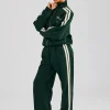 Funnel Neck Taping Zip Through Tracksuit  - Bottle Green