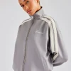 Funnel Neck Taping Zip Through Track Jacket - Grey