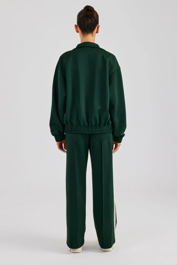 Funnel Neck Taping Zip Through Tracksuit  - Bottle Green