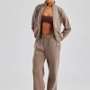 Funnel Neck Zip Through Tracksuit - Taupe