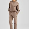 Glitter Applique Boxy Hoodie & Cuffed Jogger - Taupe