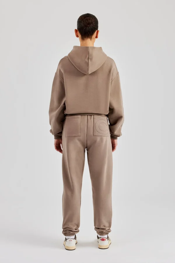 Glitter Applique Boxy Hoodie & Cuffed Jogger - Taupe