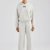 Glitter Applique Oversized Hooded Tracksuit - Ash Grey