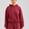 Glitter Applique Oversized Hoodie - Cherry Red