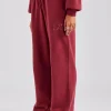 Glitter Applique Wide Leg Jogger - Cherry Red