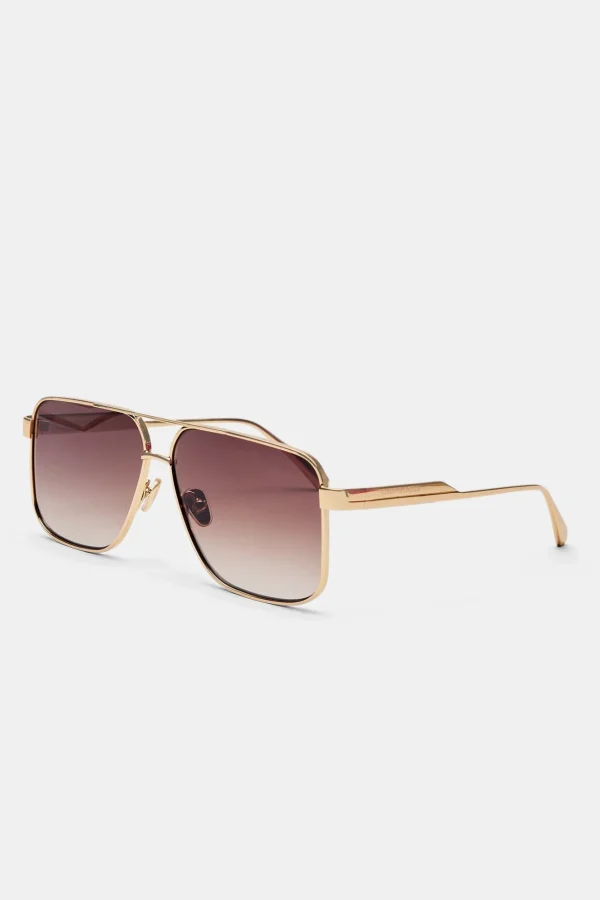 Gold Aviator Sunglasses - Brown