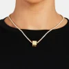 Gold Plated Iced E Letter Block Pendant