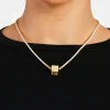 Gold Plated Iced F Letter Block Pendant