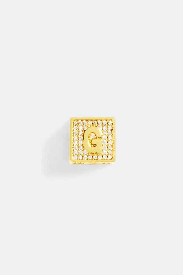 Gold Plated Iced G Letter Block Pendant