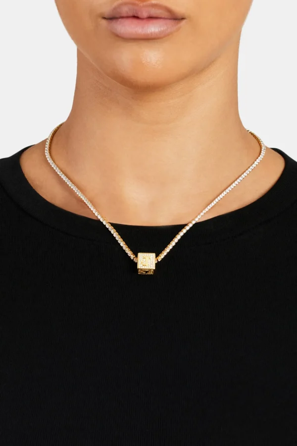 Gold Plated Iced J Letter Block Pendant