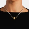 Gold Plated Iced O Letter Block Pendant