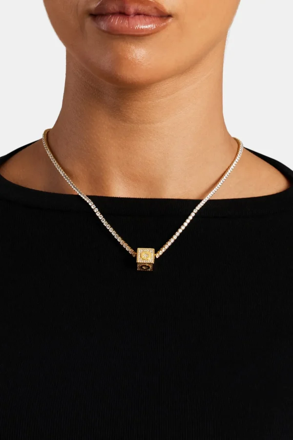 Gold Plated Iced O Letter Block Pendant