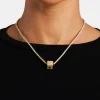 Gold Plated Iced R Letter Block Pendant