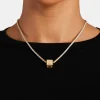 Gold Plated Iced X Letter Block Pendant