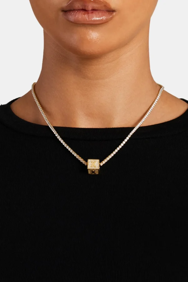 Gold Plated Iced X Letter Block Pendant