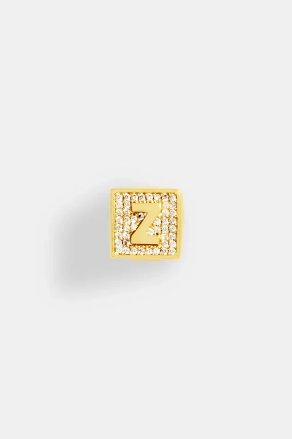 Gold Plated Iced Z Letter Block Pendant