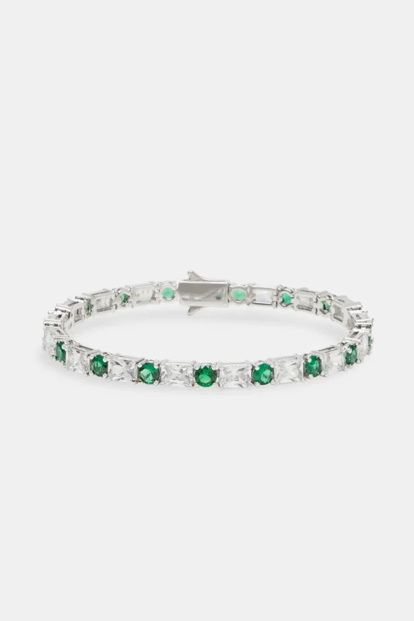 Green & Clear Mixed Shape Tennis Bracelet - 8mm