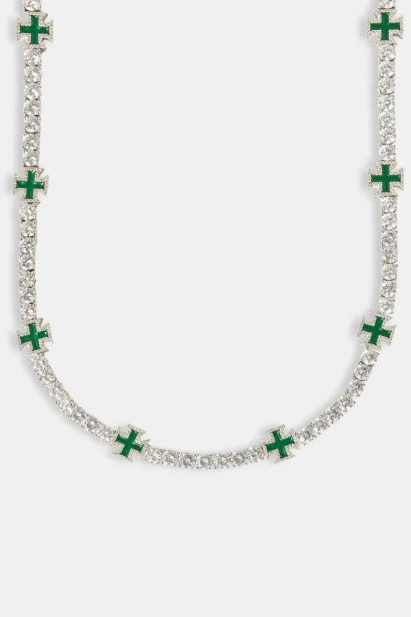 Green Cross Motif Tennis Chain - 5mm