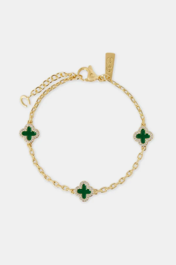 Green Enamel Motif Rolo Link Bracelet - 10mm