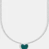 Green Malachite Heart Necklace - White