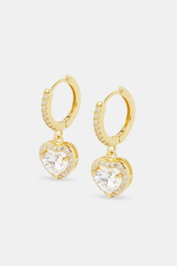 Heart Drop Earrings - Gold