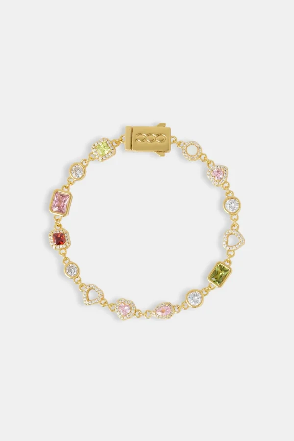 Heart Outline Multi Gemstone Bracelet - 6mm