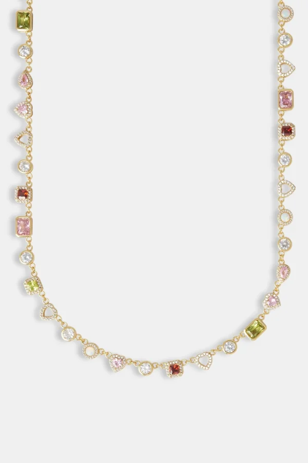 Heart Outline Multi Gemstone Chain - 6mm