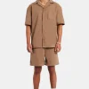 Heavyweight Textured Shirt & Short Set - Mocha