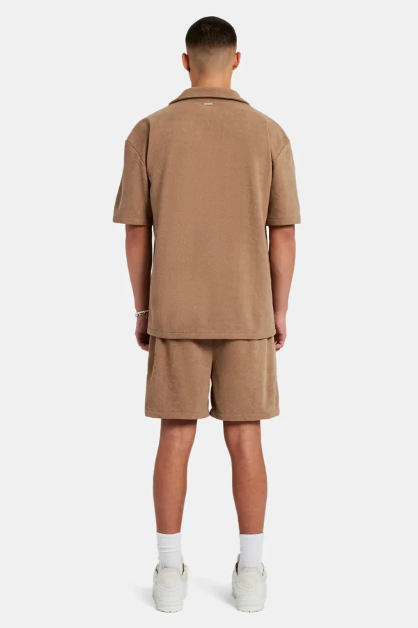 Heavyweight Textured Shirt & Short Set - Mocha