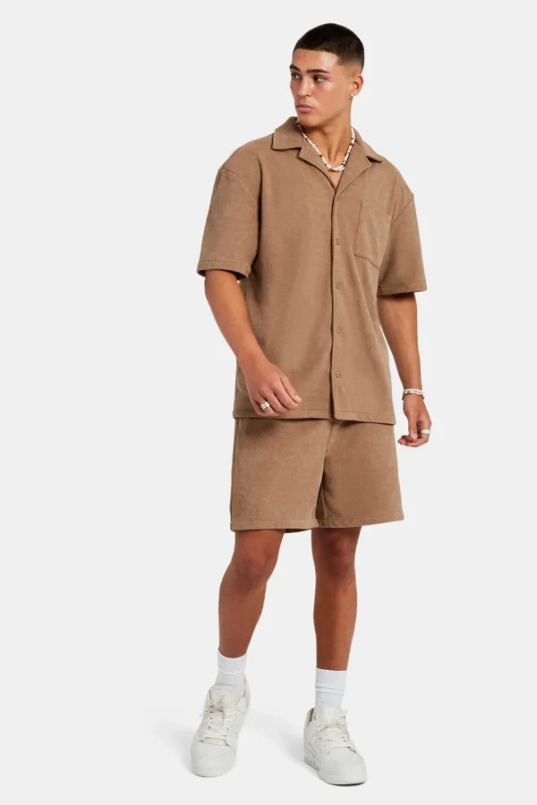 Heavyweight Textured Shirt & Short Set - Mocha