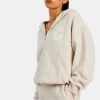 Hooded Zip Through Knitted Jumper - Oatmeal