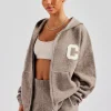 Hooded Zip Through Knitted Jumper - Taupe