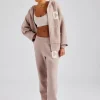 Hooded Zip Through Knitted Tracksuit - Pink