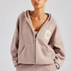 Hooded Zip Through Knitted Hoodie - Pink