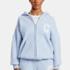 Hooded Zip Through Knitted Jumper - Light Blue