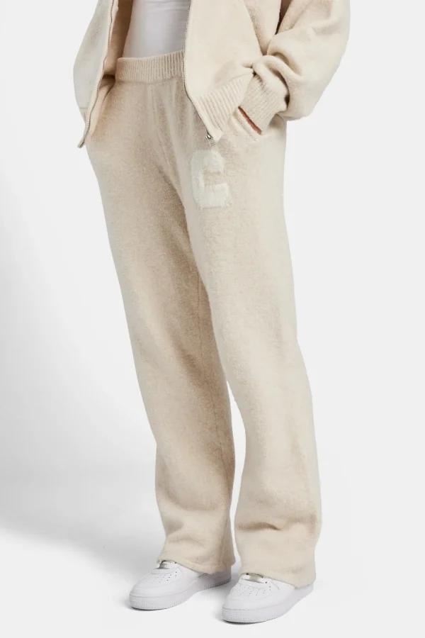 Hooded Zip Through Knitted Tracksuit - Oatmeal