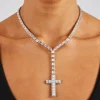 Iced Baguette Cross Drop Chain - 40mm