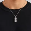 Iced Clear Double Stone Pendant Necklace - 40mm