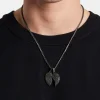 Iced Connecting Heart Pendant - Black