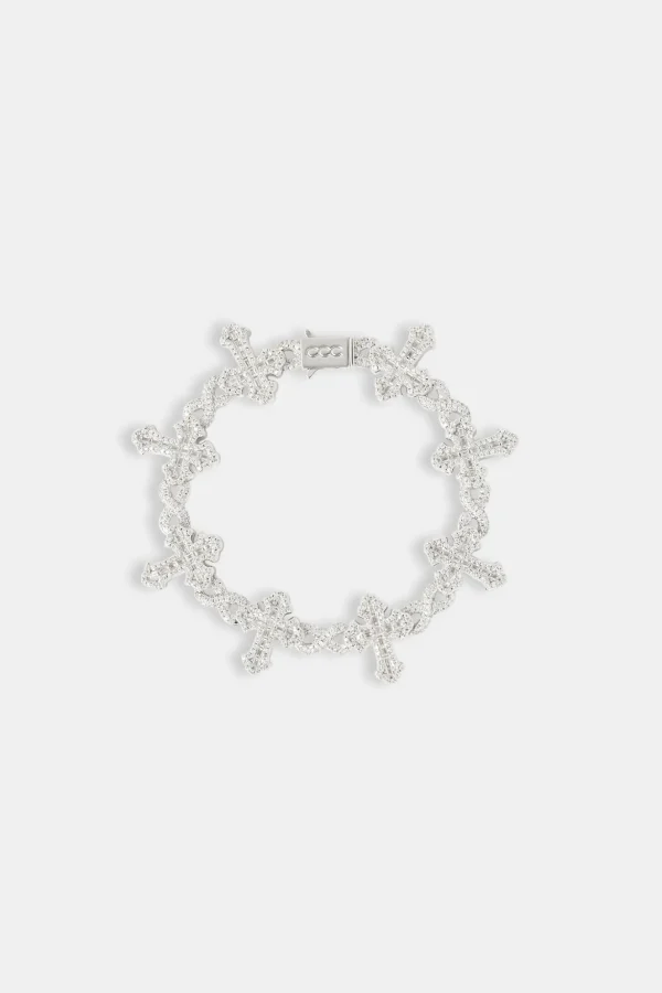 Iced Cross Baguette Bracelet - 20mm