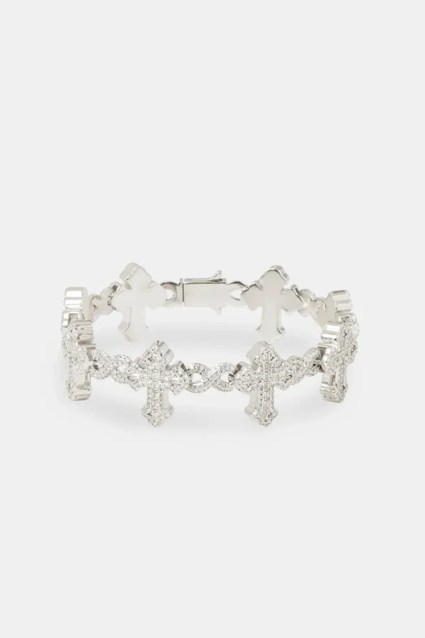 Iced Cross Baguette Bracelet - 20mm