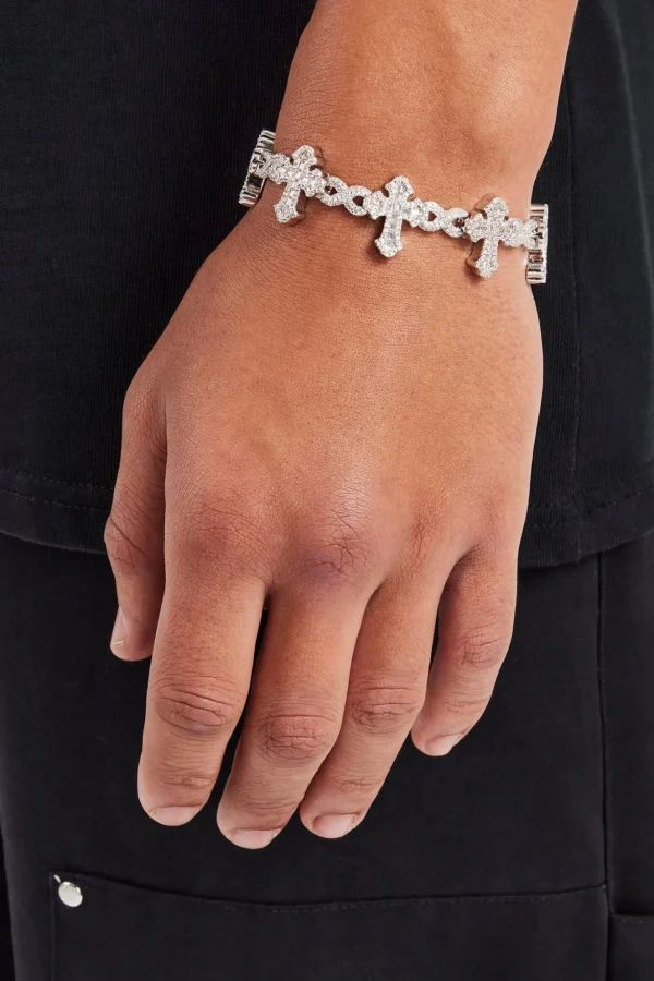 Iced Cross Baguette Bracelet - 20mm