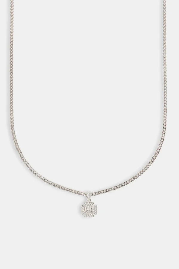 Iced Cross Motif Cuban Necklace - 10mm