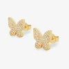 Iced CZ Pave Butterfly Stud Earrings - 10mm