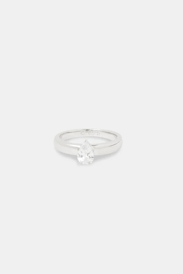 Iced CZ Pear Stone Band Ring - 8mm