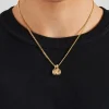 Iced Double Cross Motif Cuban Necklace - 10mm - Gold